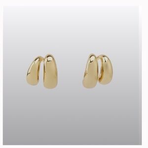 NEW Gold Zara Hoop Ear-cuff Earring with Stud Backing -In Box